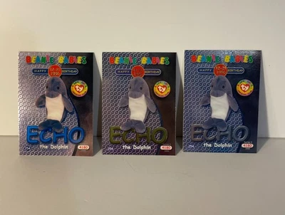 TY Beanie Baby TRADING CARDS - Series 2 - Birthday ECHO - Blue, Green, Silver - Image 1 of 2