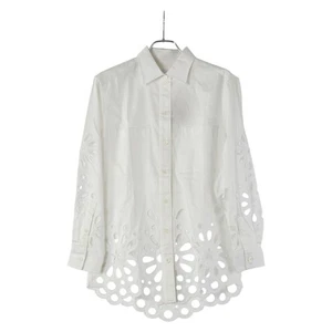 BURBERRY Cutwork Blouse Long Sleeve Shirt Size: 4 Women 【Used】 - Picture 1 of 11