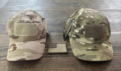 Lot Of 2 Condor Tactical Combat Camouflage Green Caps 3 Patch Spots 1 USA Patch - Image 1 of 4
