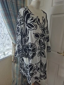 Ruby Rd USA Black And White ' Island Ease' Tunic/ Dress Size 16/18/20 - Picture 1 of 8