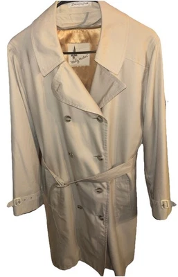 Gabardina vintage Misty Harbor doble botonadura tostada talla 16R cinturón cintura/bolsillos Foto 1 de 4