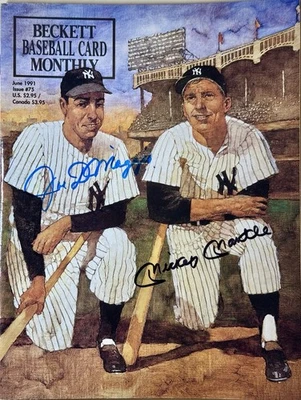 Joe DiMaggio and Mickey Mantle signed Beckett Magazine - Yankees - Image 1 of 3