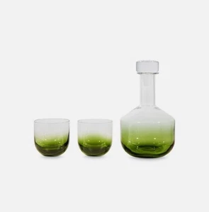 Tom Dixon Tank Whiskey Gift Set Green - Whiskey Decanter With 2 Whiskey Glasses - Picture 1 of 8