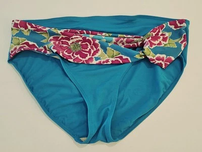 Jaclyn Smith Bikini Bottom - Swim Floral Belt Turquoise - Size 14 - Image 1 of 4