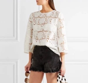 Blusa Zimmermann Top Talla 1 AU 8-10/US 4-6 Encaje Blanca Manga Larga 3/4 Acampanada - Imagen 1 de 16