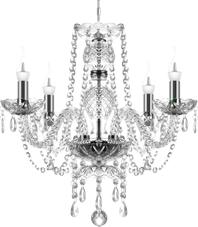 Lampadario in Cristallo Moderno Lampada a 4 Braccia Sospensione Trasparente 44Cm - Immagine 1 di 4