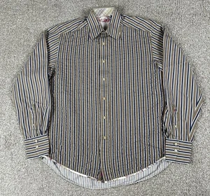 Robert Graham Shirt Mens Large Green Striped Button Up Long Sleeve Textured - Picture 1 of 8