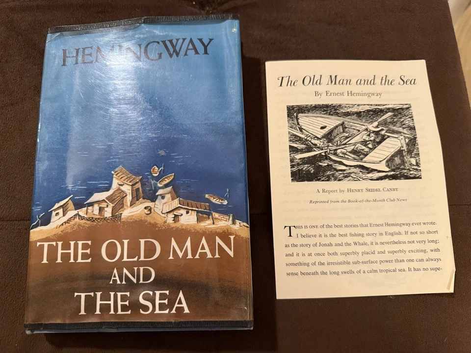 The Old Man and the Sea Hemingway 1952 Book of the Month Club Dust Cover Insert - Image 1 of 4