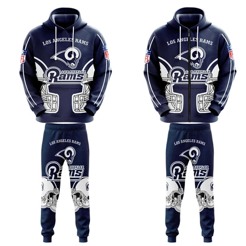 Los Angeles Rams Tracksuit Set 2Pcs Mens Hoodie Sweatpants Joggers Sweatsuit Cover