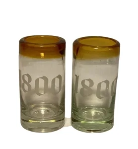 Lot- 2 Jose Cuervo 1800 Tequila Shot Glasses-multi-hued/etched/heavy base - Picture 1 of 6