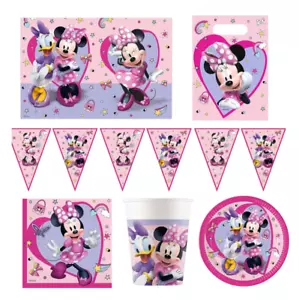 Minnie Mouse Party Tableware Decorations Minnie Plates Napkins Cups Tablecloth - Picture 1 of 23