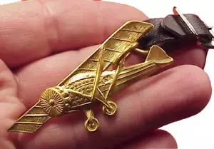 Vintage Charles Lindbergh France New York Paris Airplane Brass Pocket Watch Fob - Picture 1 of 8