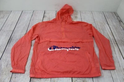 Champion Manorak Groovy Papaya Orange Nylon 1/2 Zip Windbreaker Jacket Men's XL - Image 1 of 4