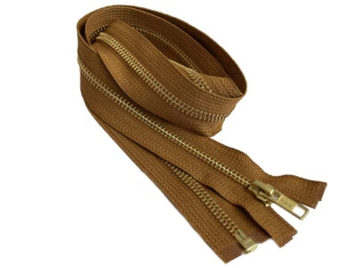 Cremallera metálica de 18 pulgadas YKK #5 latón dorado peso medio separación hecha en EE. UU. Foto 1 de 4