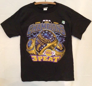 Vtg Child L NOS Los Angeles Lakers 3 PEAT 2002 T-Shirt NBA Champions Tee 868A - Picture 1 of 4