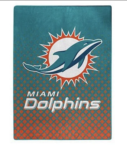 NFL Faded Glory Raschel ULTRA SOFT THROW Blanket Miami Dolphins Cover