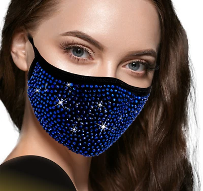 Rhinestones Face Mask - Crystal Bling Sparkly Masks for women Reusable Washable - Image 1 of 4