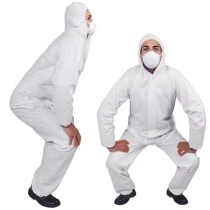 Disposable Coverall SMS Type 5/6 Protection Hooded Overall Suit Boilersuit Paint - Picture 1 of 9