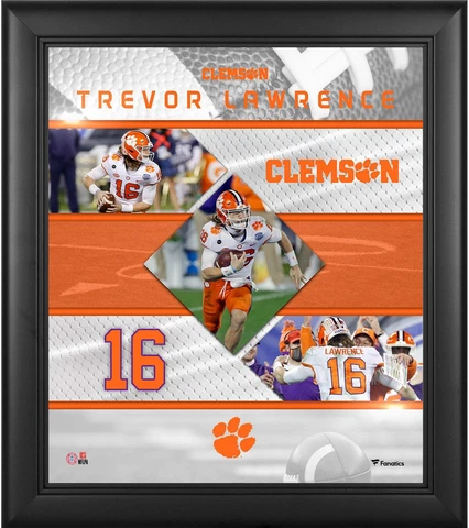 Trevor Lawrence Clemson Tigers Framed 15" x 17" Stitched Stars Collage Cover