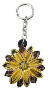LLAVERO GIRASOL Showman cuero recortado 2 1/2" x 2 1/2" llaves coche automóvil - Imagen 1 de 1