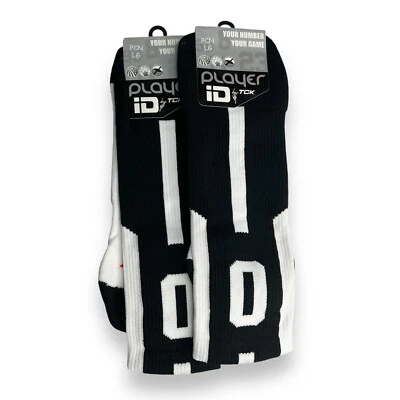 Nuevo Adulto Negro con Blanco TCK Player ID PCN Grande #0 Paquete de 1 Par Foto 1 de 3