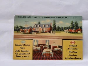 ACEITE DE ESSO AAA RICHMOND POSTAL DE CORTE AUTOMÁTICA PRINCIPIOS DE 1900 PARTE TRASERA DIVIDIDA AUTOPISTA DE EE. UU. - Imagen 1 de 2