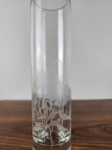 8 Inch Floral Etched Cylindrical Glass Bud/Flower Vase - Picture 1 of 6