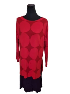 MARIMEKKO Red Soft Cotton Long Sleeve Mini Tunic Top Size S - Picture 1 of 10
