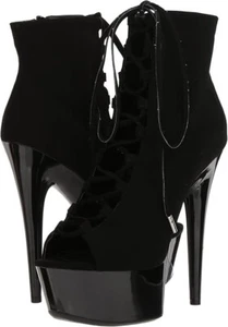 Ellie 6" Sexy Lindo Adorable Botín Zapatos Botas 609/REVERSO Negro Talla 10 - Imagen 1 de 12