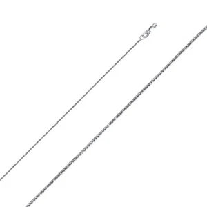 14K White Gold 0.8mm Square Wheat Chain Necklace  / 16" - 22'' - Picture 1 of 15