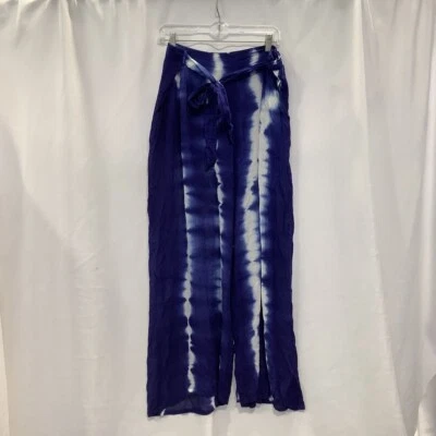 Romantic Gypsy Women's Palazzo Pants Blue White Tie Dye Wide Legs Plus 1X - Image 1 of 4