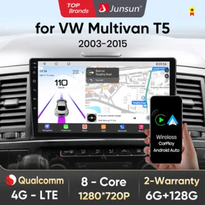 Radio de coche 128 GB para VW T5 Multivan Transporter Android14 Carplay GPS Navi RDS BT - Imagen 1 de 14