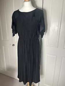 NOUGAT SIZE 10 BLACK DRESS LOOSELY PLEATED SKIRT FLUTED SLEEVES - Picture 1 of 11