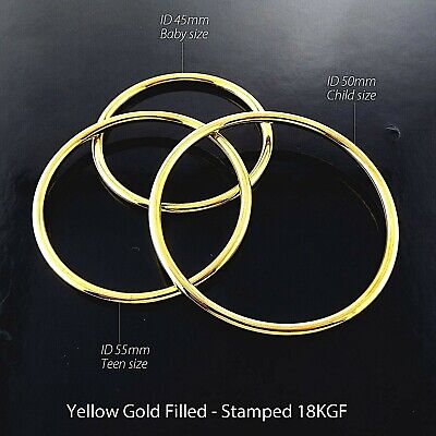 Bangles 18k Yellow Gold Filled Solid Baby Child Teen Size Golf Cuff Bracelets  • 12.95$