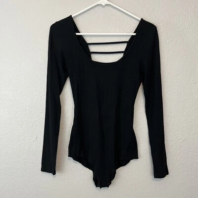 Emma and Sam Black Ribbed Ladder Back Bodysuit  Size Small - Image 1 of 4
