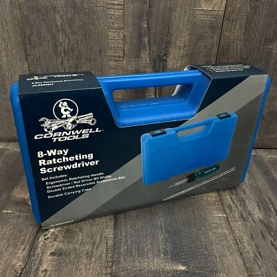 NOS Cornwell 8 in 1 Ratcheting Screwdriver Kit w/ Bits + Extensions - 1/4" 5/16" - Image 1 of 4