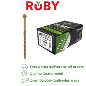 INDEX HEX HEAD SCREWS SLEEPER LANDSCAPE FIXING DECKING TIMBER FIX BOX 50 - Picture 1 of 5
