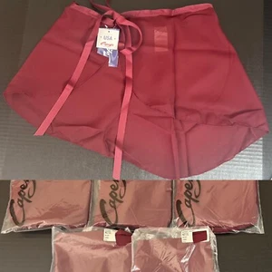 CAPEZIO USA Made Burgundy LOT OF 5 Wrapped Tied Dance Ballet Skirts ONE SIZE - Picture 1 of 7