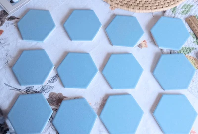 Vintage octagonal blue tile. Set of 12 - image 1 of 4