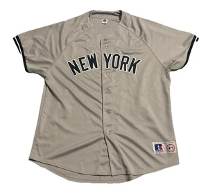 Vintage Russell Athletic New York Yankees Trikot grau MLB Knopf XL Baseball 90er - Bild 1 von 9
