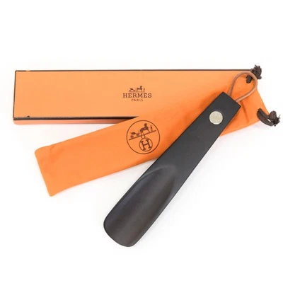 HERMES Serie Zapatero Corto 19cm Madera/Cuero Unisex Noir (Negro)/Marrón (Marrón) Foto 1 de 4