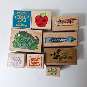 9 estampillas de goma para maestros escuela en casa diversión aliento de calificación - Imagen 1 de 3