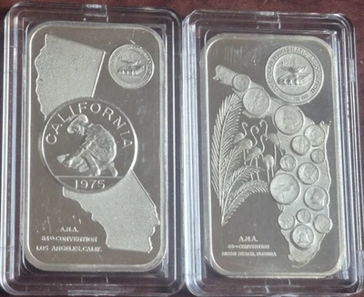 Lot of 2 1974-75 Madison Mint Silver Bars: ANA Conventions Florida & California - Image 1 of 4
