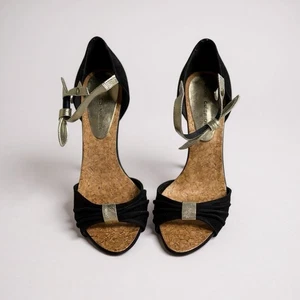 French Connection Suede Leather Bow Sandals NEW Size 8 Black - Picture 1 of 9