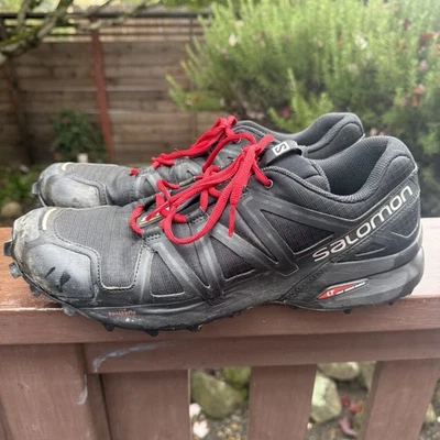 Salomon Speedcross 4 Para hombres Zapatos para Correr Trail Senderismo, Talla 11.5, Gris/Negro Foto 1 de 4