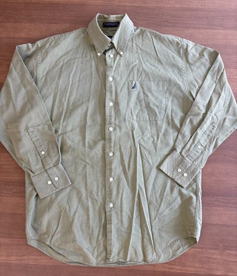 Camisa de vestir Nautica vintage Oxford para hombre 16 32-33 con botones verde oliva Foto 1 de 4