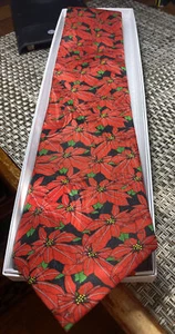 Poinsettia Christmas neck tie Keith Daniels Handmade Polyester NEW in box - Picture 1 of 4