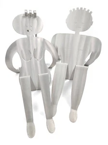 Fred Garbotz Aluminium Skulptur Zeitungsständer Rockledge Design Studio Junge Mädchen - Bild 1 von 16