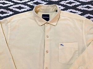 TOMMY BAHAMA | Men Shirt Yellow Cotton Long Sleeve Shirt M