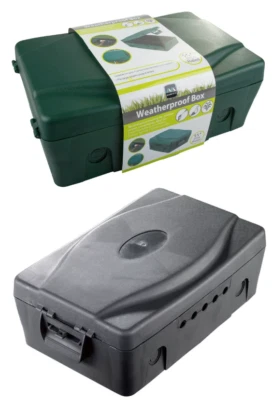 Weatherproof Electric Box for Outdoors - Masterplug WBX WBXG Large Green or Grey - Image 1 of 4
